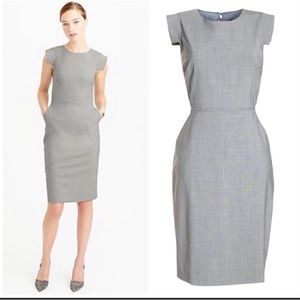J. Crew Resume Dress Gray Wool Cap Sleeve Sheath Preppy Workwear Sz 00P